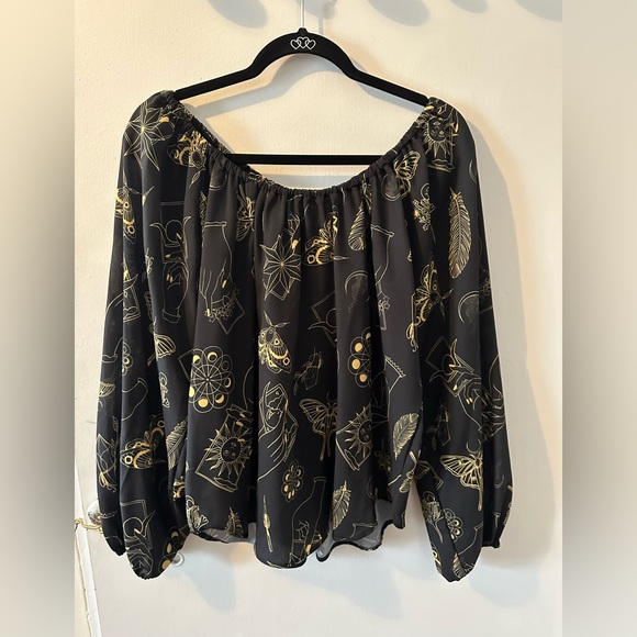 NWT Pinup Girl Sylvie long sleeve peasant top in Stregheria - Picture 2 of 3